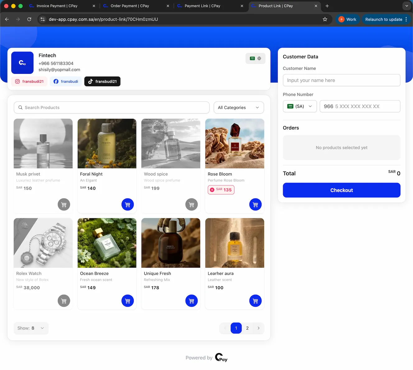 CPay web checkout preview